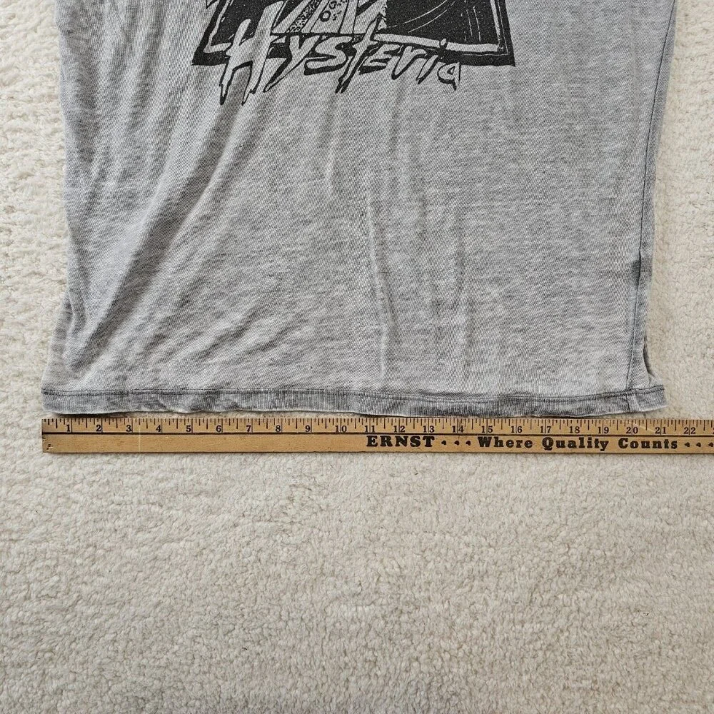 Def‎ Leppard Lucky Brand T Shirt Women's Large Hysteria Gray Band Tee 80s Edgy